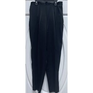 Vintage Jimmy Garcia New York Front Pleat Black Satin Pants‎ Size M